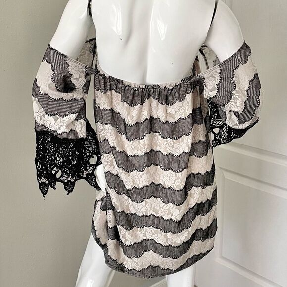 VaVa By Joy Han Rochelle Black/Gray/Tan Off The Shoulder Dress Women’s Sz L - Picture 6 of 14